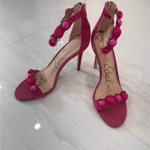 Sam Edelman Fuchsia and Pink Pom-Pom Heels